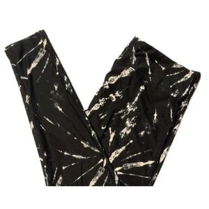 LuLaRoe Womens Leggings Size TC2 Black Off White Bursts Tie Dye Plus 18+ NWT